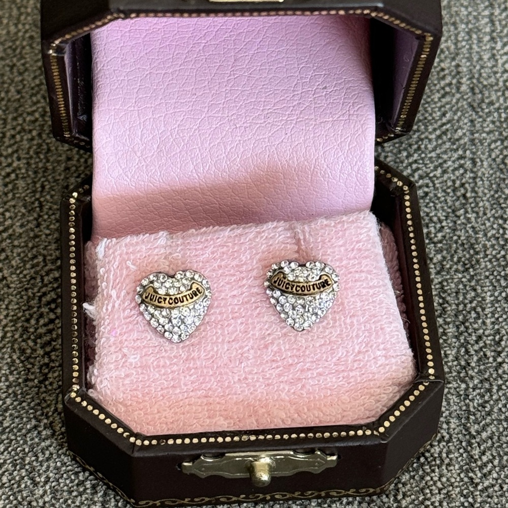 💫Juicy couture rhinestone gold heart stud earrings💫
